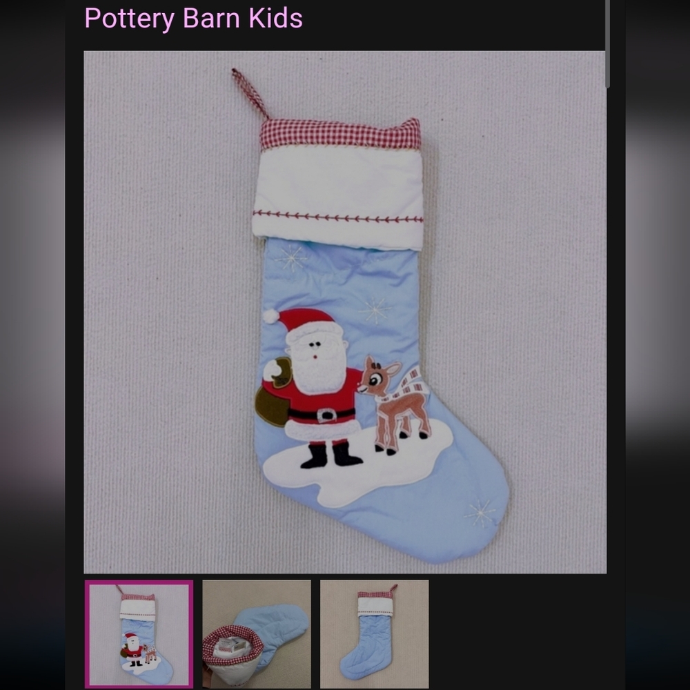 Pottery Barn Rudolph Quilted Christmas Stocking PBK